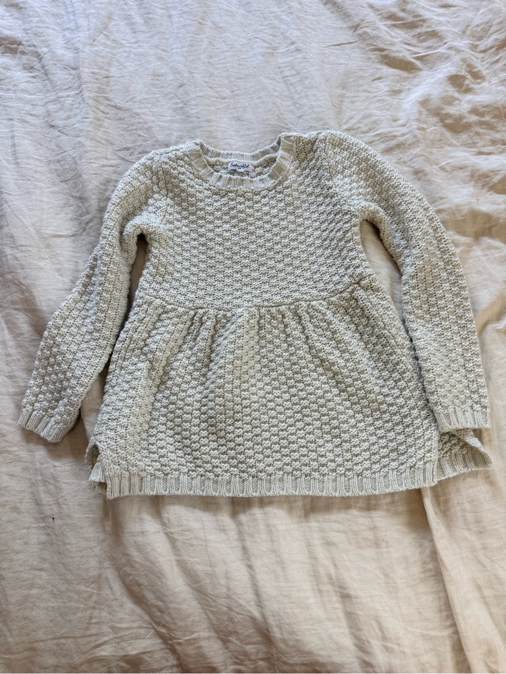 Splendid Cream Textured Peplum Knit Sweater Top